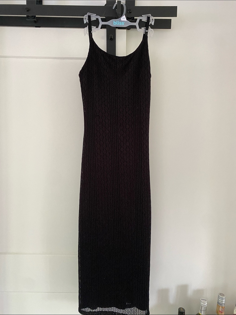 KIABI Black Sleeveless Maxi LACE Knit Dress SPAGHETTI STRAP